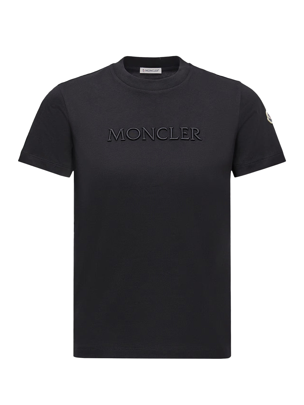 Embroidered Tonal Logo Cotton T-Shirt Black