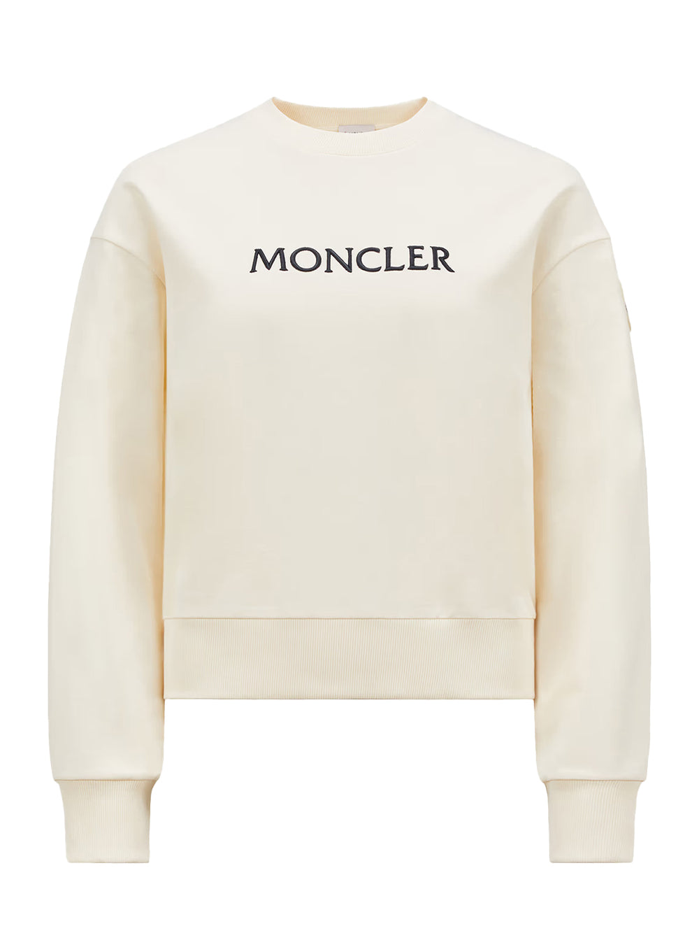 Embroidered Tonal Logo Cotton Sweatshirt White Ivory