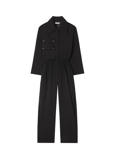 Wide Collar Jumpsuit Black