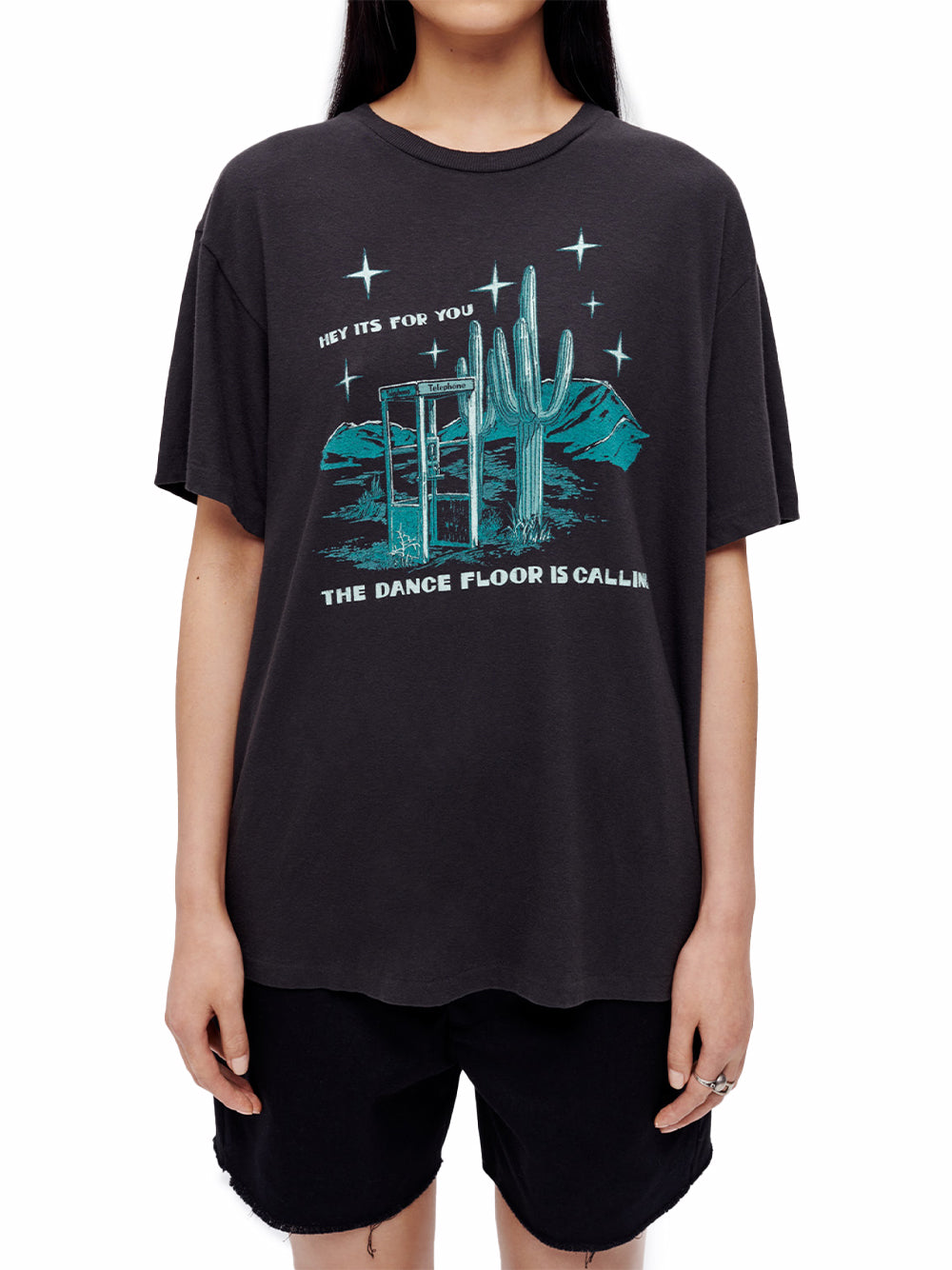 90s Dancefloor Calling Easy Tee (Washed Black)