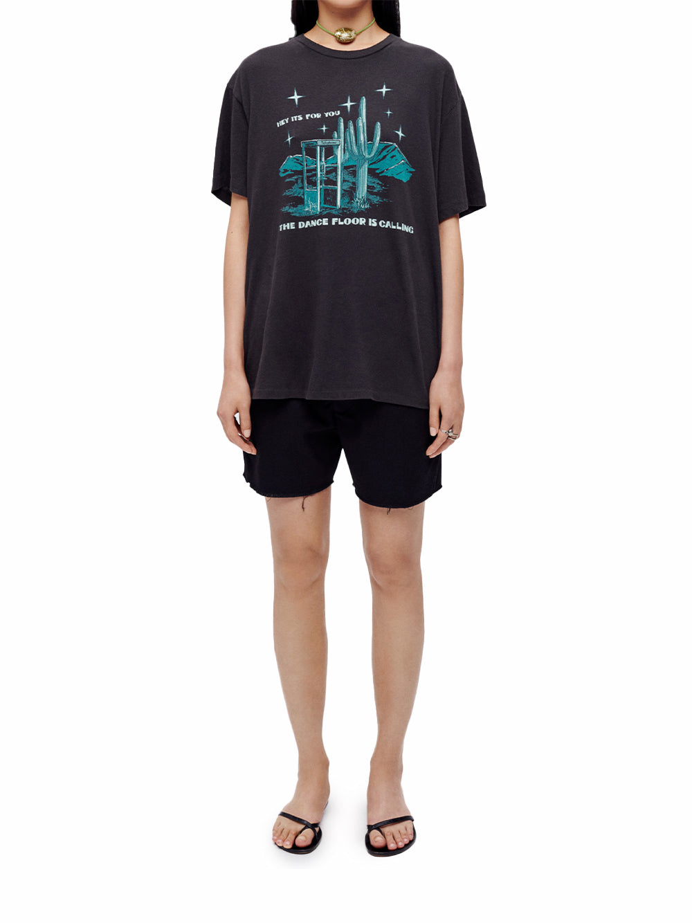 90s Dancefloor Calling Easy Tee (Washed Black)