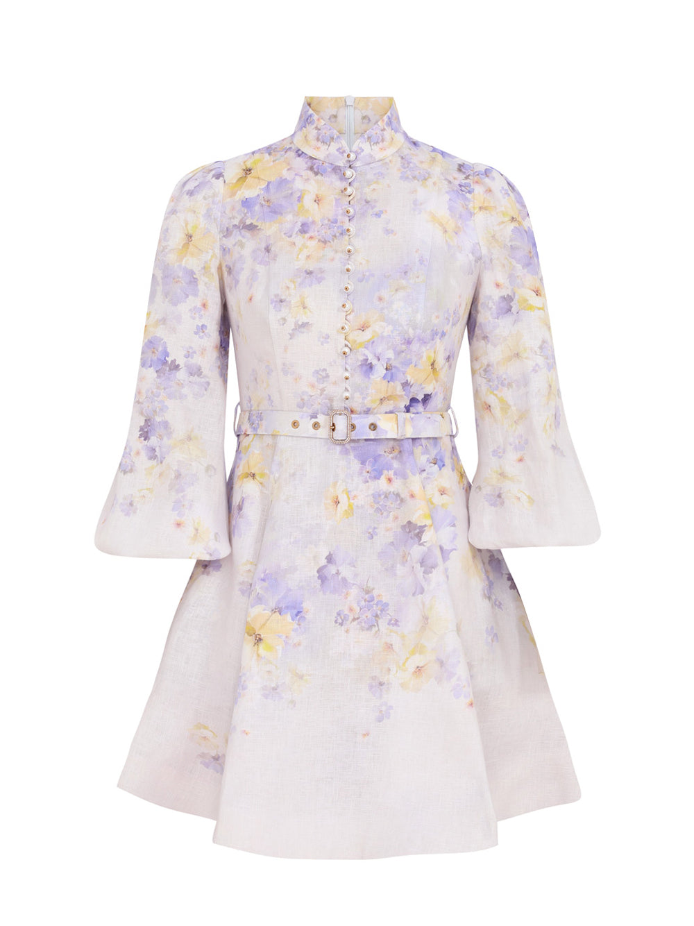 Crush Buttoned Mini Dress Lilac Floral
