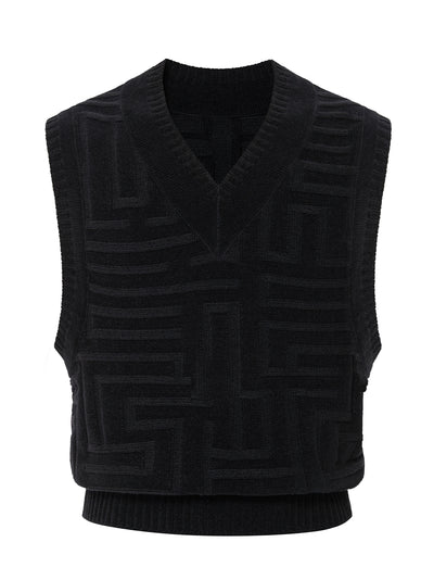 Jacquard Knitted Vest Black