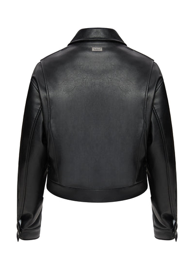 Choices Faux Leather Jacket Black