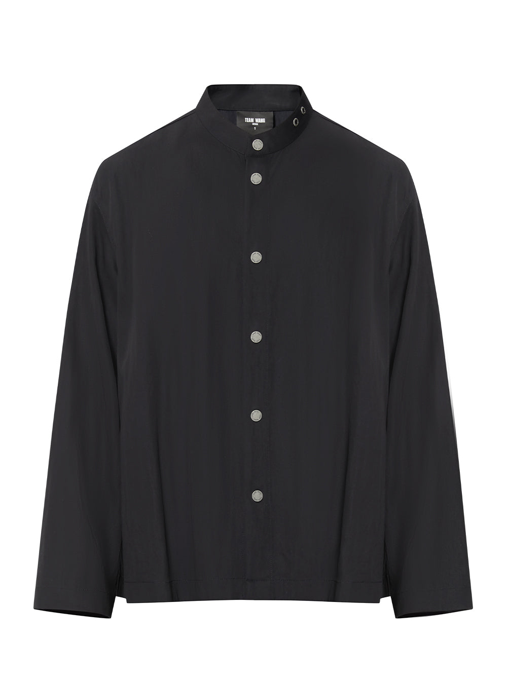 Casual Banded Collar Shirt Black