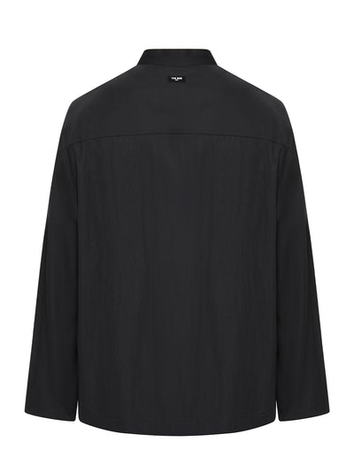 Casual Banded Collar Shirt Black