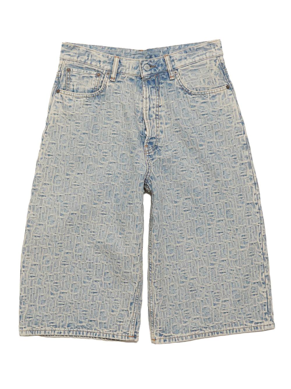 Judda Monogram Denim Shorts (Blue/Beige)