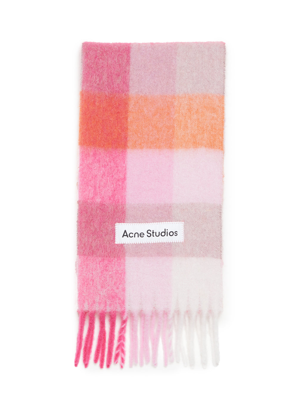 Mohair Checked Scarf (Pink/Fuchsia/White)