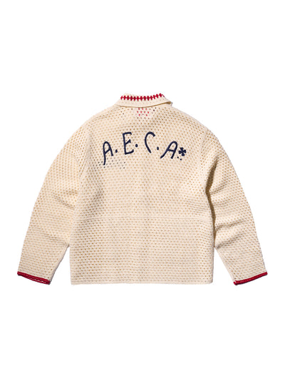 AECA Crochet Callar Knit Cardigan (Cream)