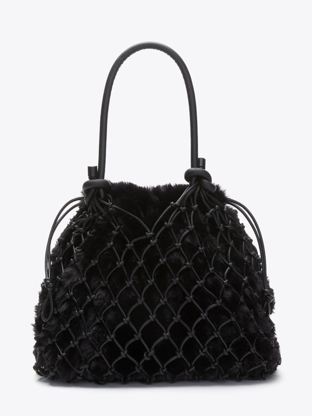 Faux Fur Macrame Mini Sac Black