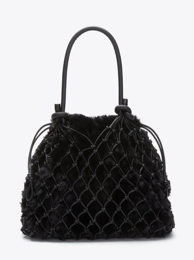 Faux Fur Macrame Mini Sac Black