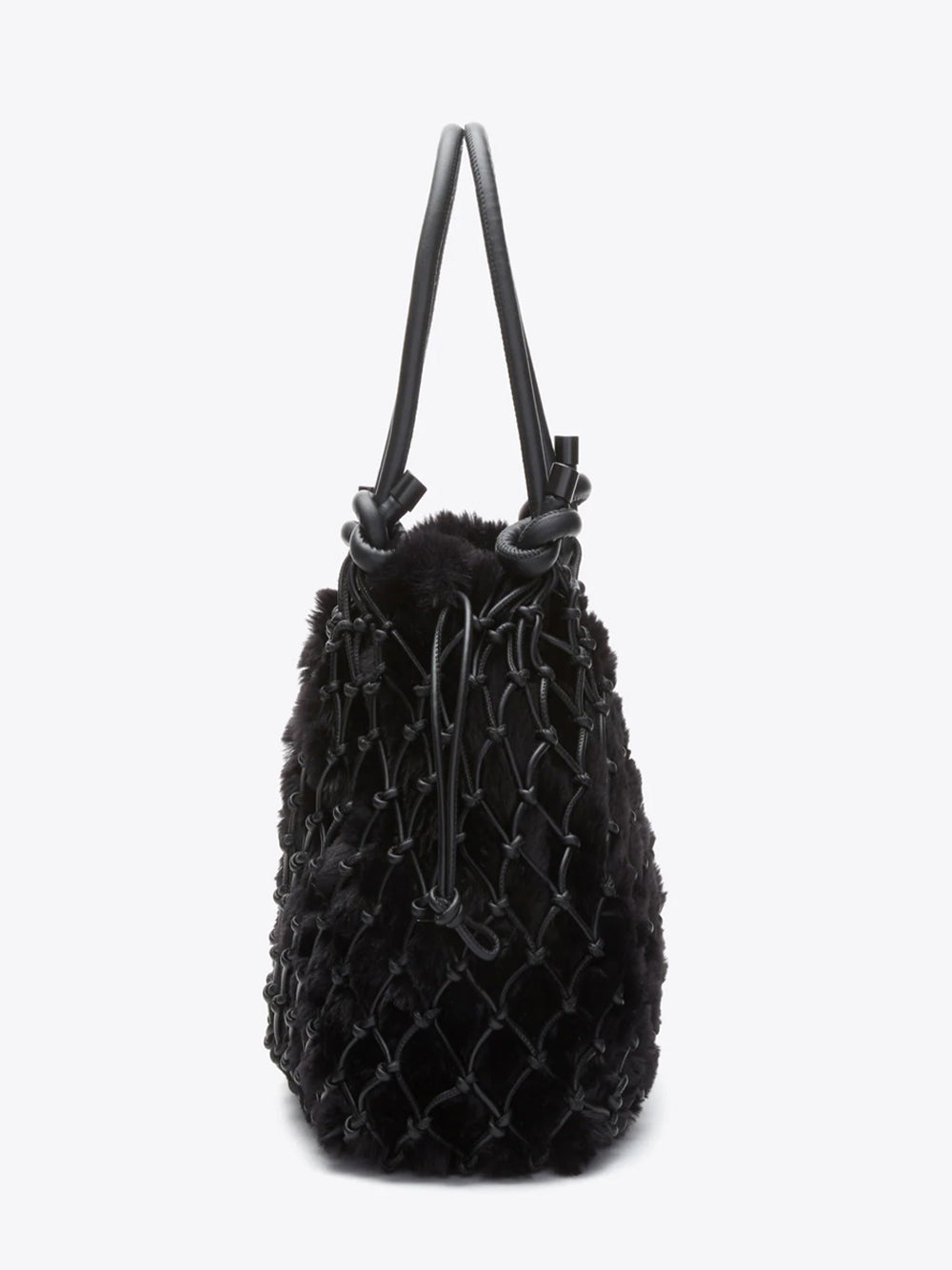 Faux Fur Macrame Mini Sac Black