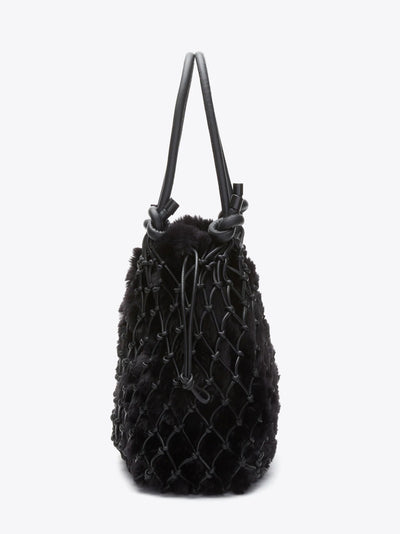 Faux Fur Macrame Mini Sac Black