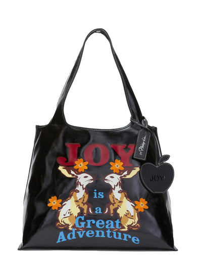 Joy Is A Great Adventure Market Tote Black Multi