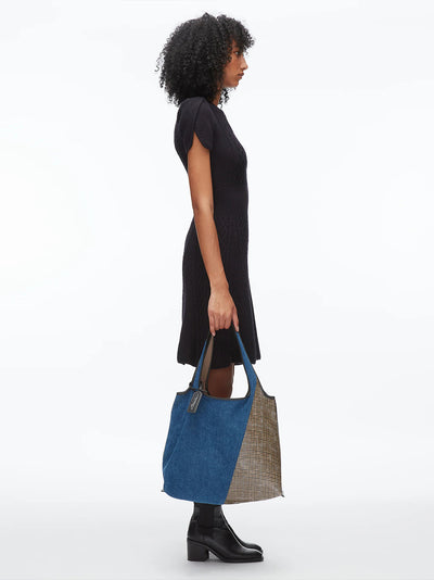 Patchwork Denim Market Tote Indigo Multi