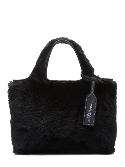Faux Fur Mini Market Tote Black