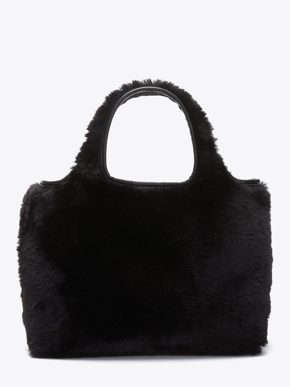 Faux Fur Mini Market Tote Black