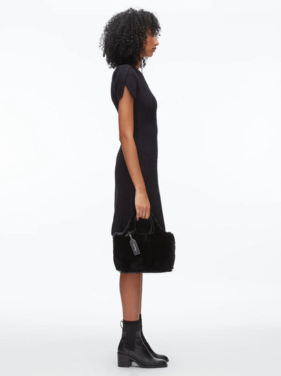 Faux Fur Mini Market Tote Black