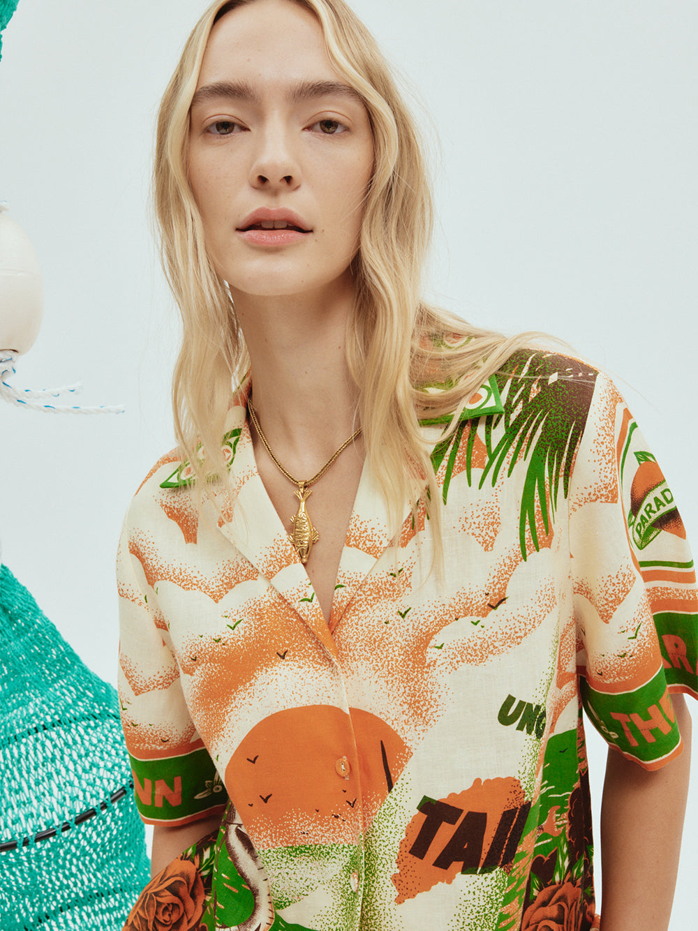 Bungalow Oversized Linen Shirt (Red)