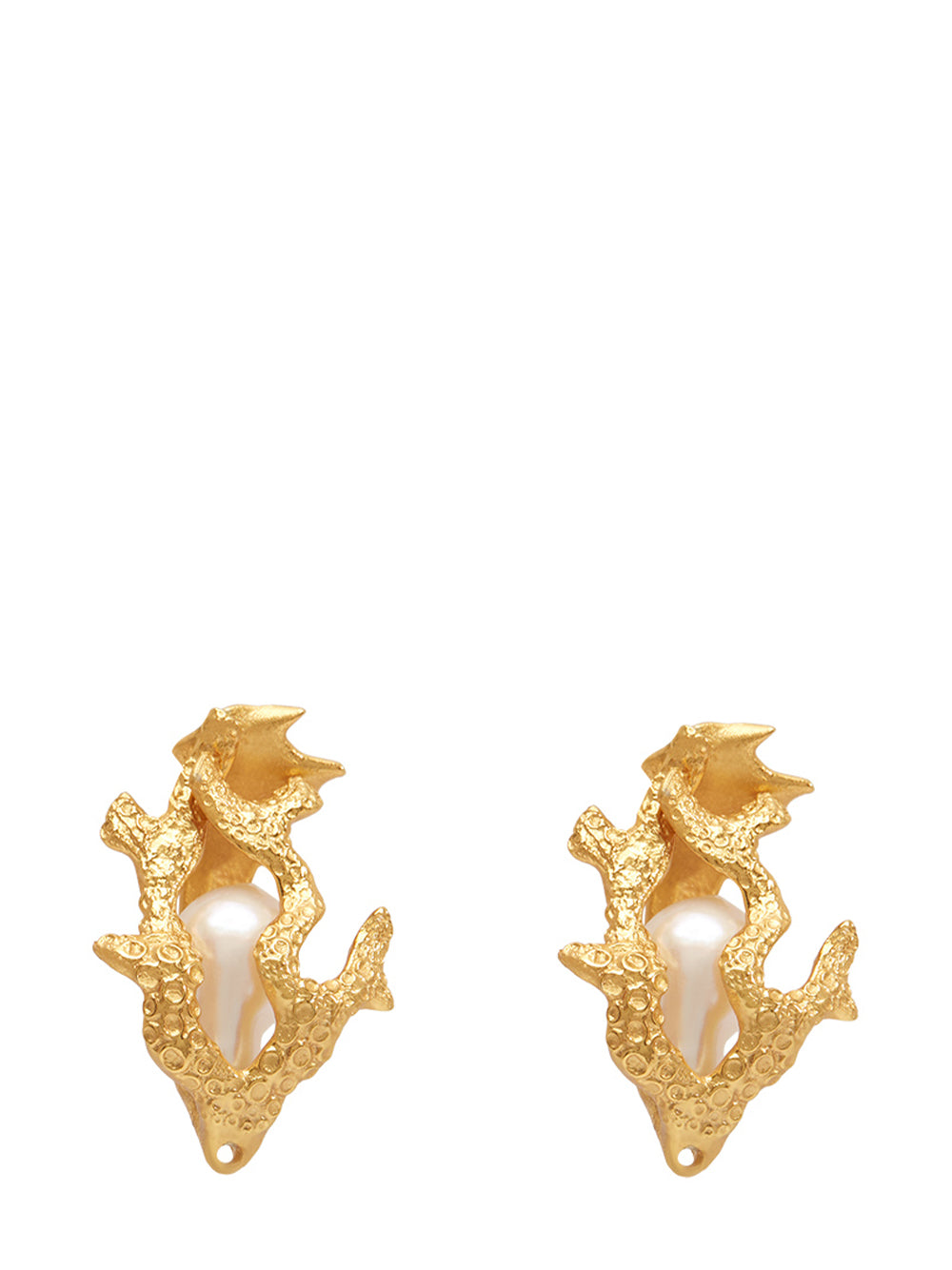 Curio Coral Pearl Earrings (Gold)