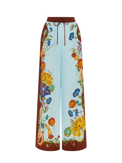 Dahlia Floral Linen Pant (Multi)