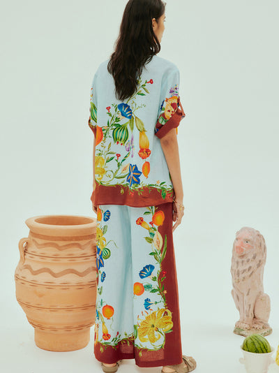 Dahlia Floral Linen Pant (Multi)