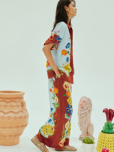 Dahlia Floral Linen Shirt (Multi)
