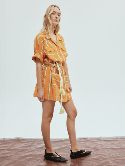 Gina Stripe Mini Dress (Tangerine)