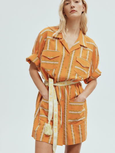 Gina Stripe Mini Dress (Tangerine)