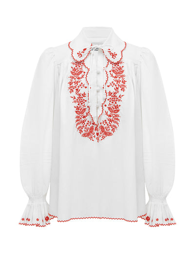 Heart Embroidered Shirt (Ivory)