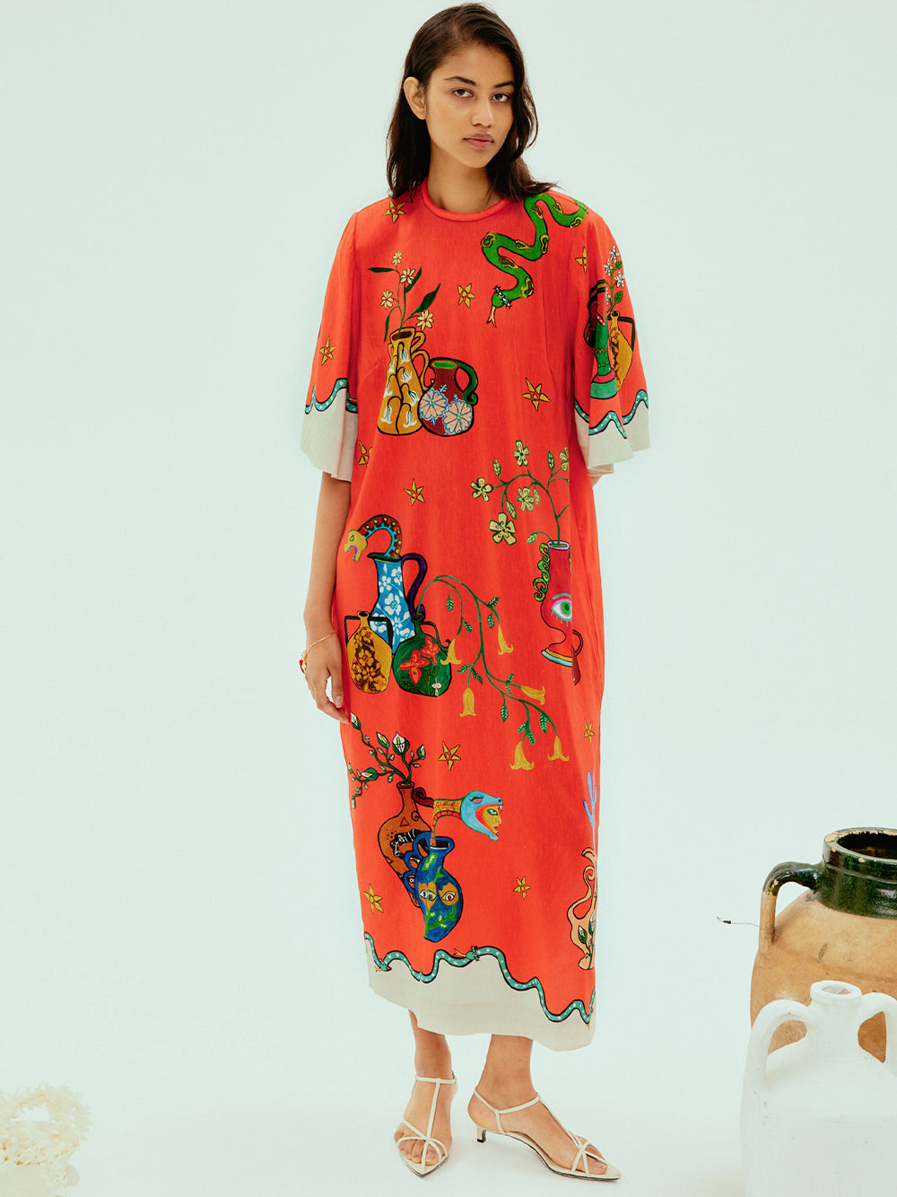Rose Midi Tee Dress (Tangerine)