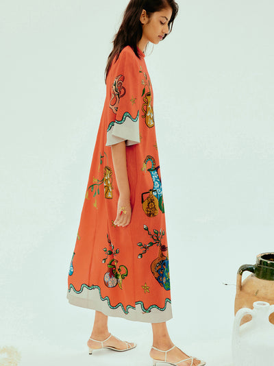 Rose Midi Tee Dress (Tangerine)