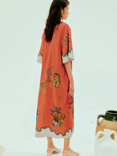 Rose Midi Tee Dress (Tangerine)