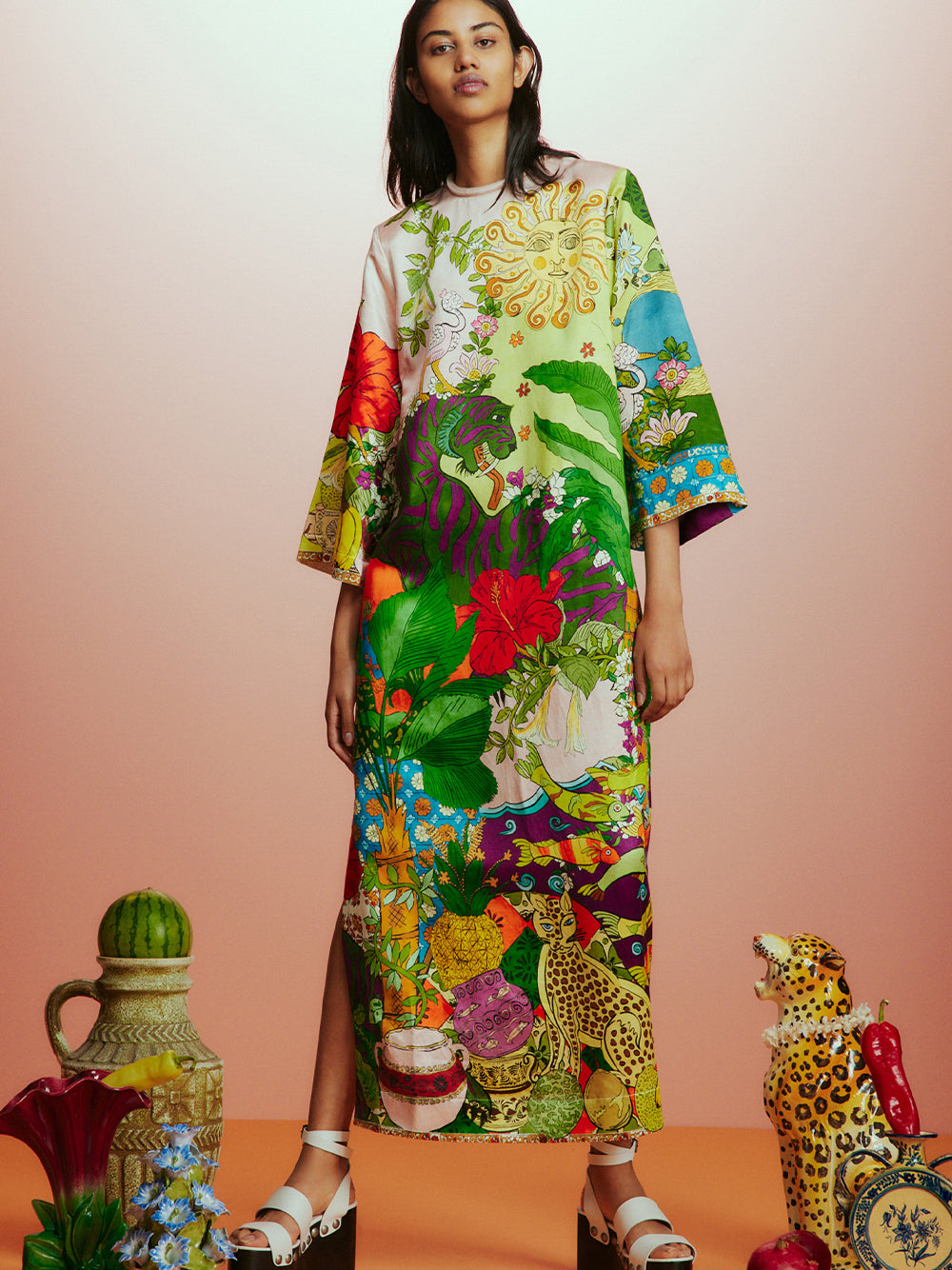 Tiger Midi Dress (Multi)