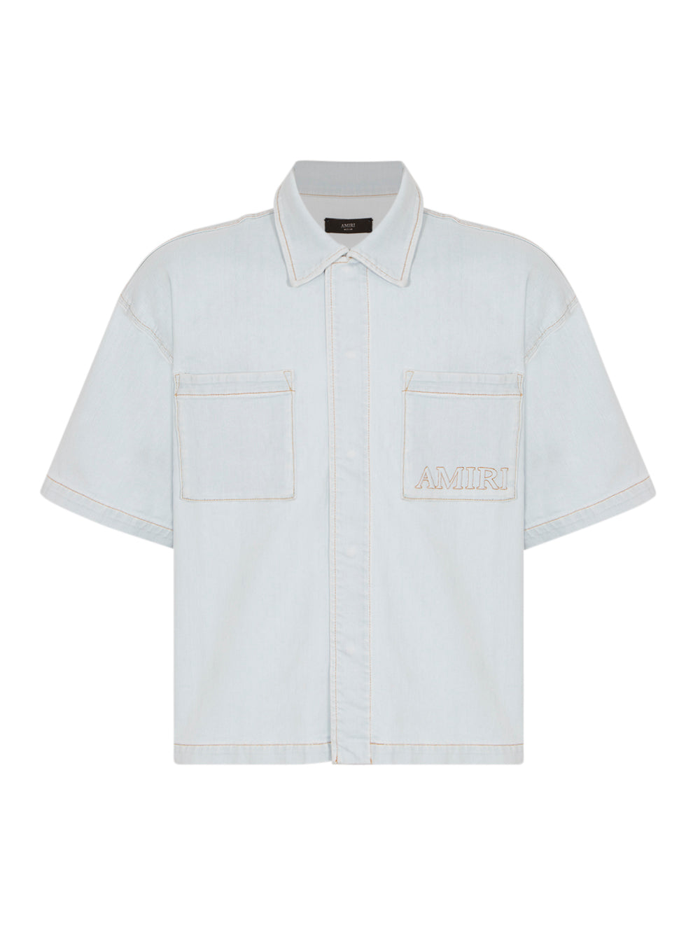 Amiri 3d Ss Snap Shirt Light Indigo