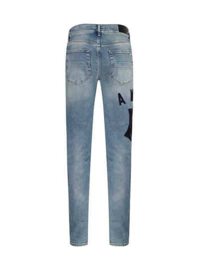 Suede Applique Logo Skinny Jeans Blue