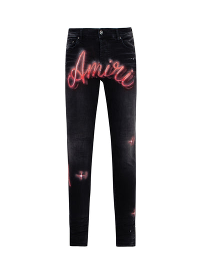 Amiri Airbrush Logo Skinny Jeans