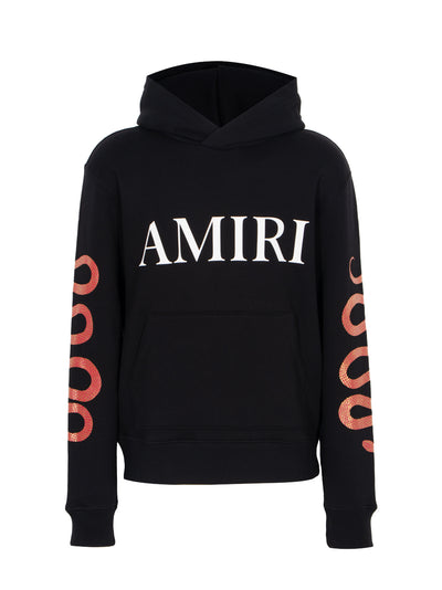 Amiri Snake-Print Hoodie Black