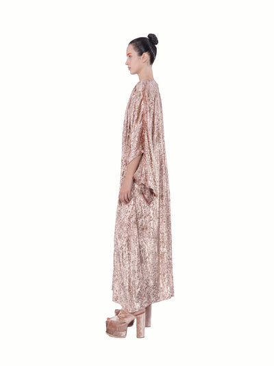 Opened Sleeve Midi Dress Dusty Pink