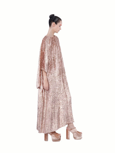 Opened Sleeve Midi Dress Dusty Pink