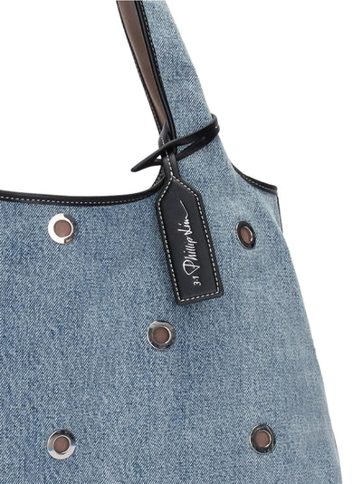Denim Market Tote With Grommets (Washed Indigo)