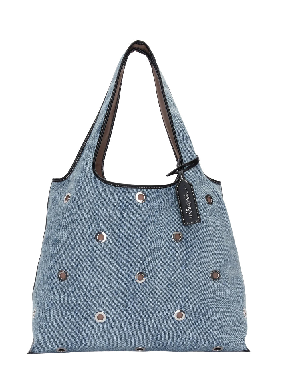 Denim Market Tote With Grommets (Washed Indigo)