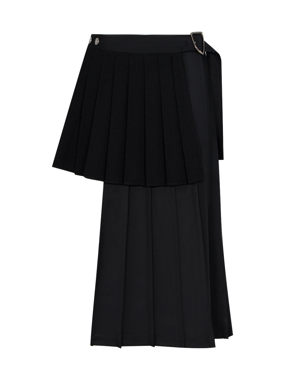 Double Pleated Wrap Skirt Black