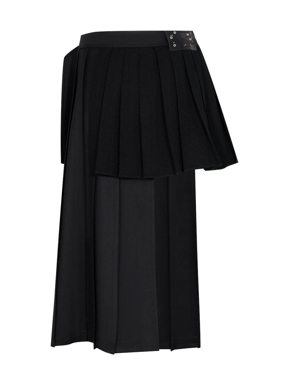 Double Pleated Wrap Skirt Black