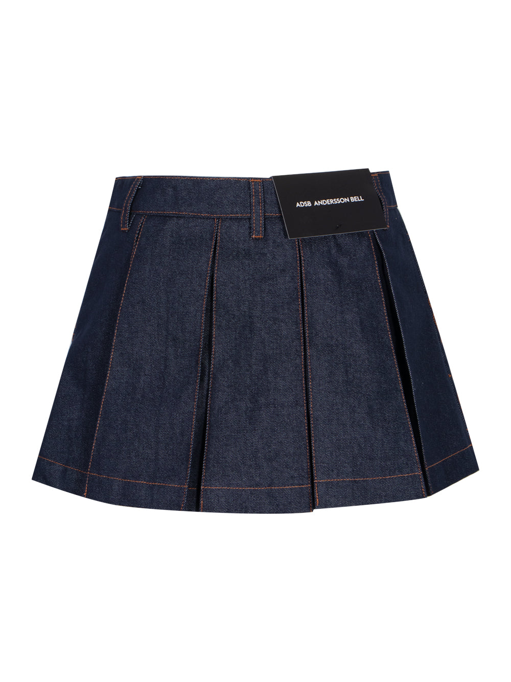 Embroidery Panel Pleated Denim Indigo