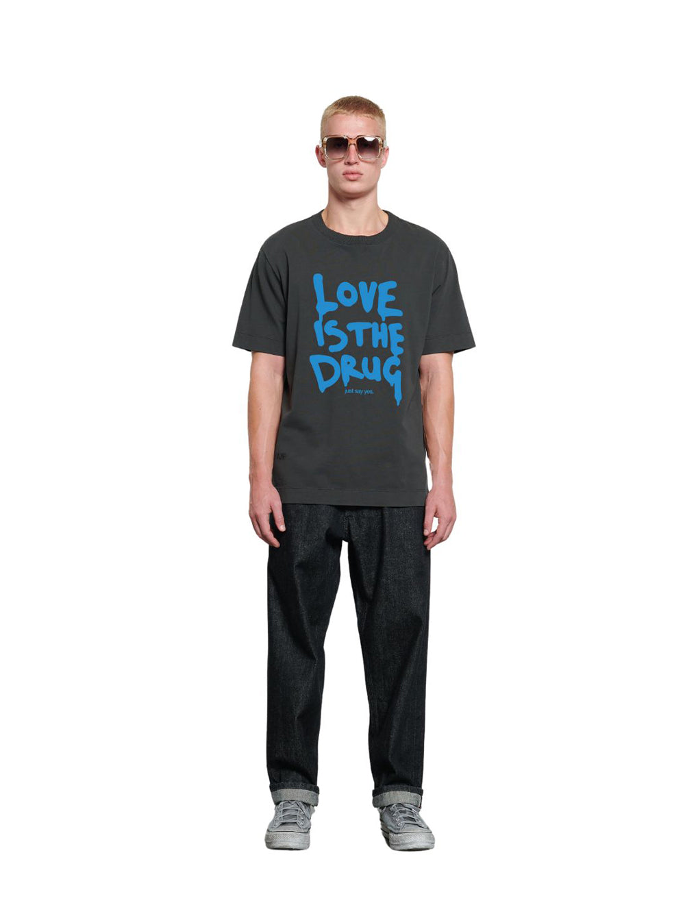 Love Is The Drug T-Shirt (Charcoal Blue)