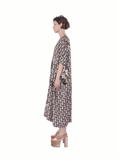 Twill Silk Print Opened Sle Blush