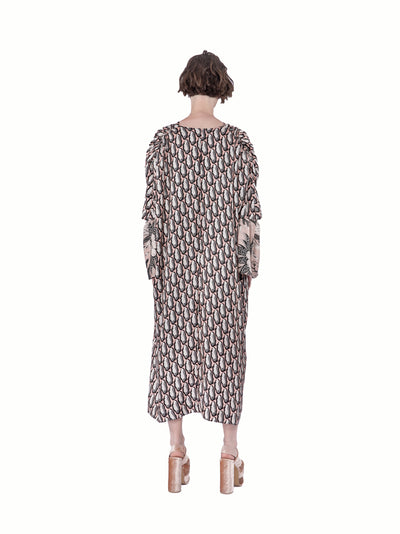 Twill Silk Print Opened Sle Blush