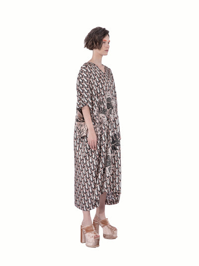 Twill Silk Print Opened Sle Blush