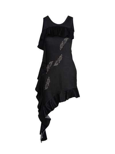 Flow Ruffle Dress Washed Black